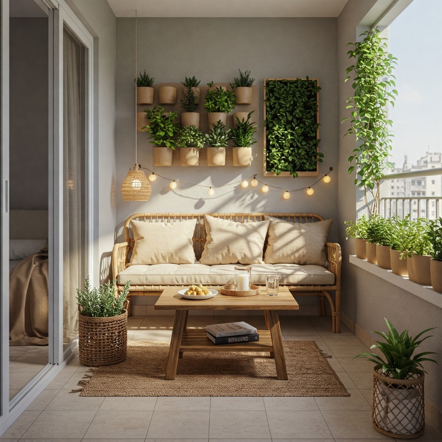 Apartamento com design biofílico e jardim vertical